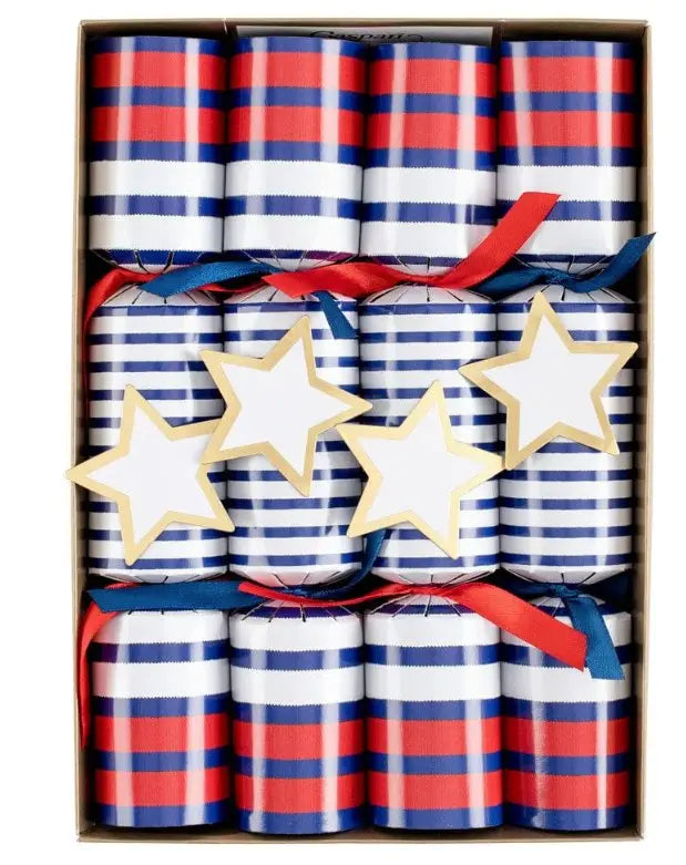 Caspari Breton Stripe Celebration Crackers 8 per Box