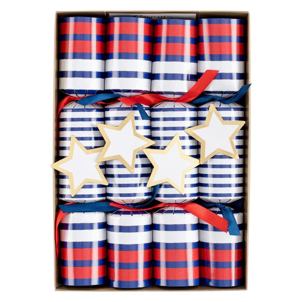 An image of Caspari Breton Stripe Celebration Crackers - 8 per Box