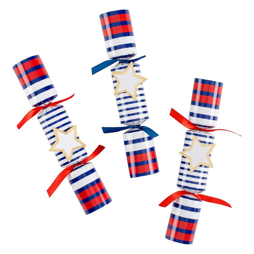Caspari Breton Stripe Celebration Crackers - 8 per Box