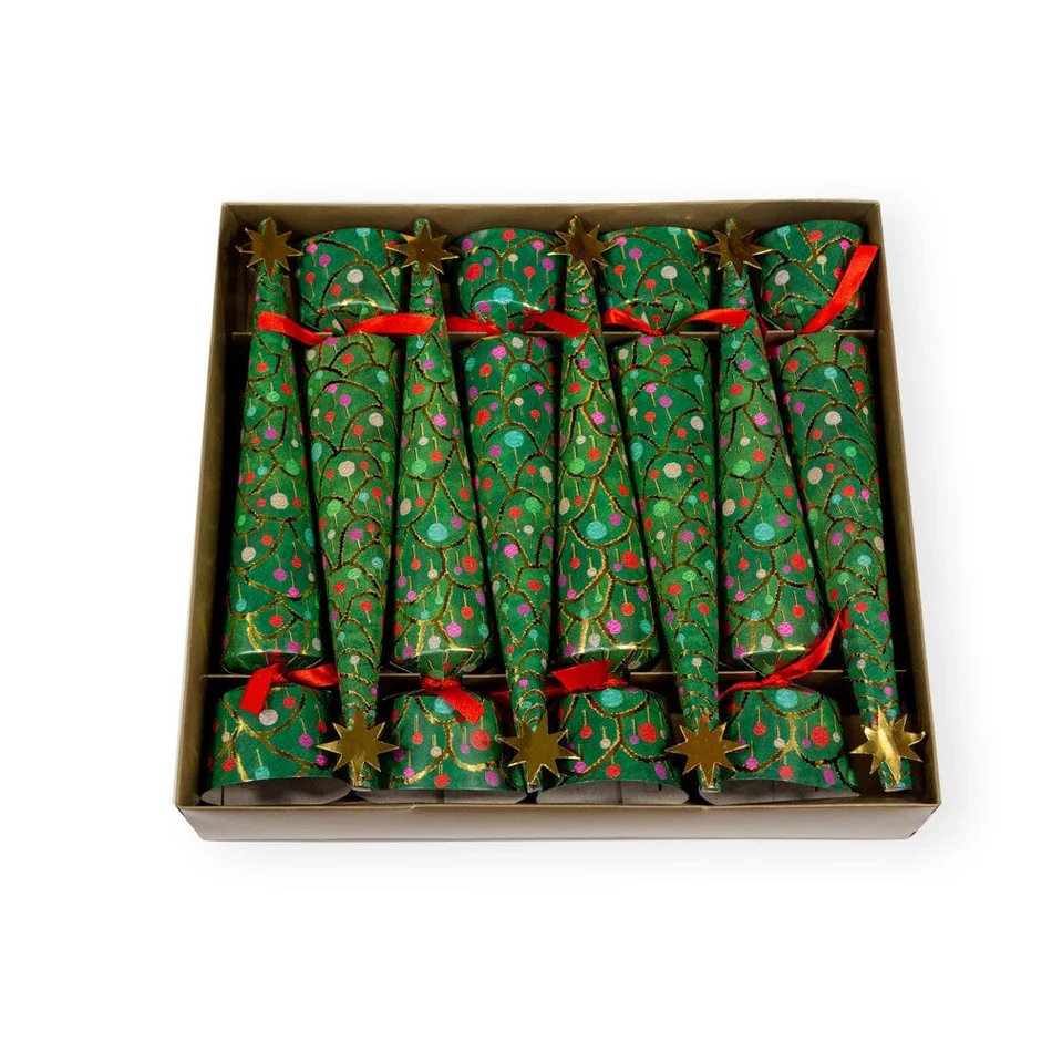An image of Caspari Merry & Bright Christmas Cone Crackers - Box of 8