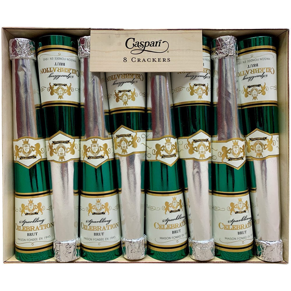 An image of Caspari Sparkling Wine Bottle Luxury Cone Crackers - Box of 8