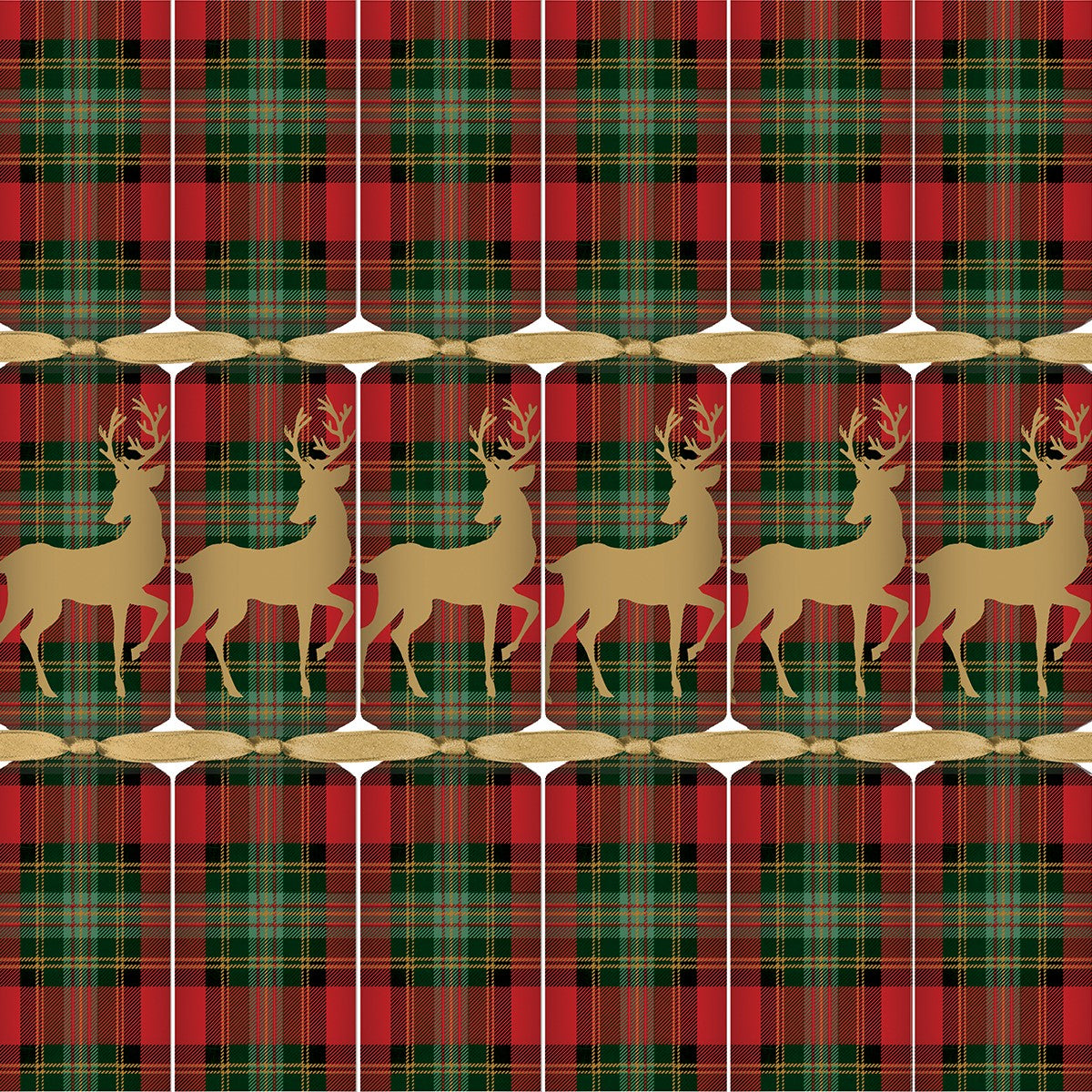 Caspari Reindeer Tartan Red Crackers