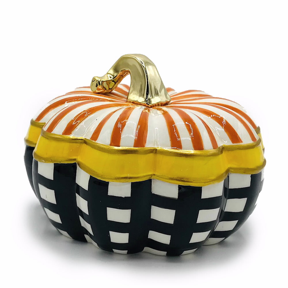 An image of Winter Street Festive Small Ceramic Pumpkin