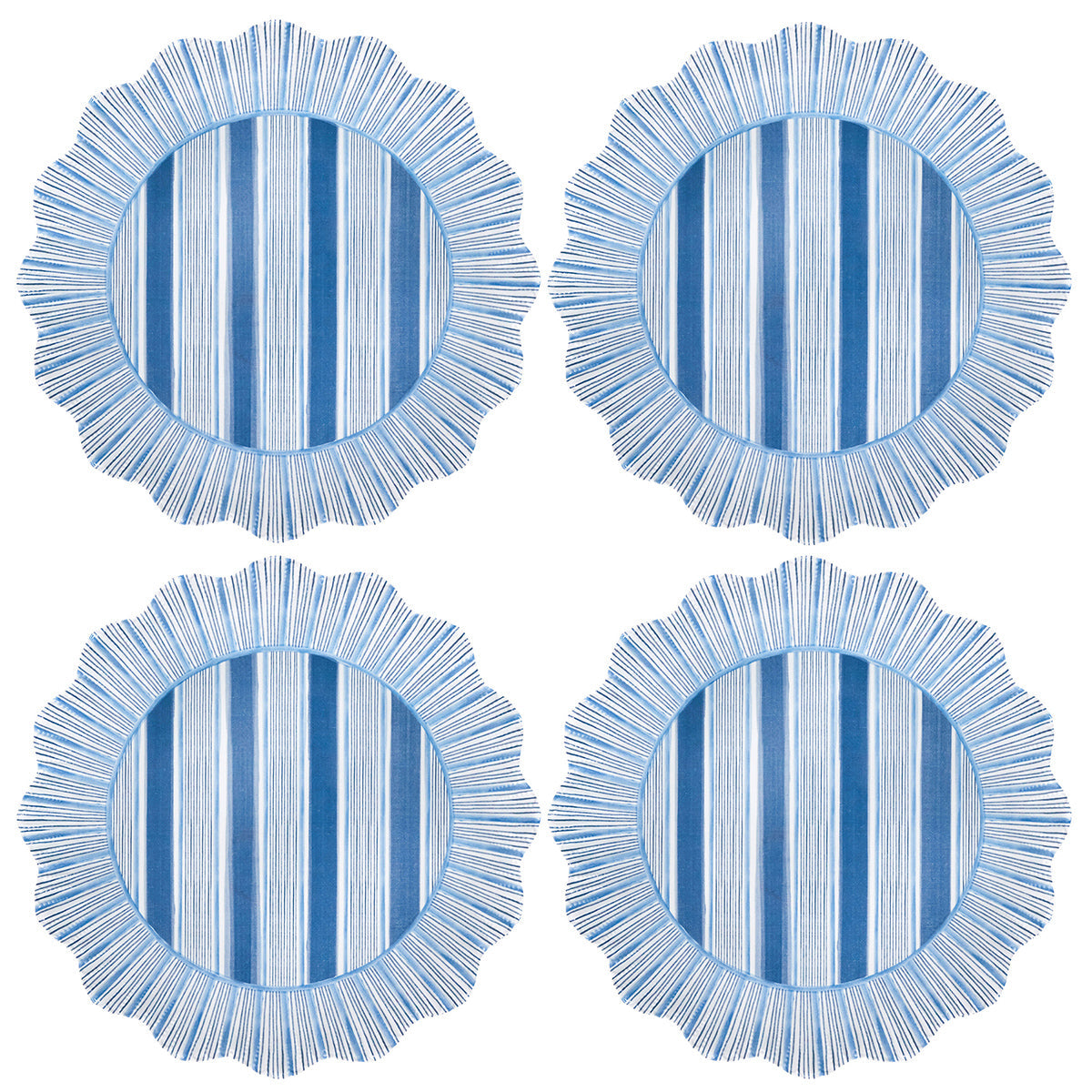 An image of Juliska Cabana Stripe Melamine Dinner Plate Set of 4