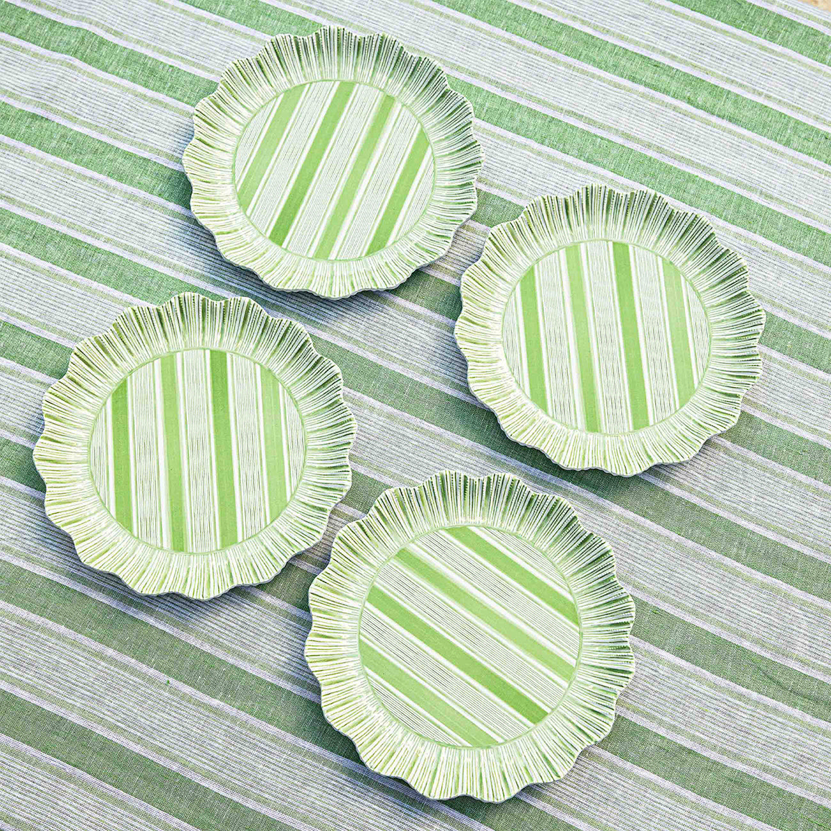 An image of Juliska Cabana Stripe Melamine Dinner Plate Assorted Set of 4 - Multi