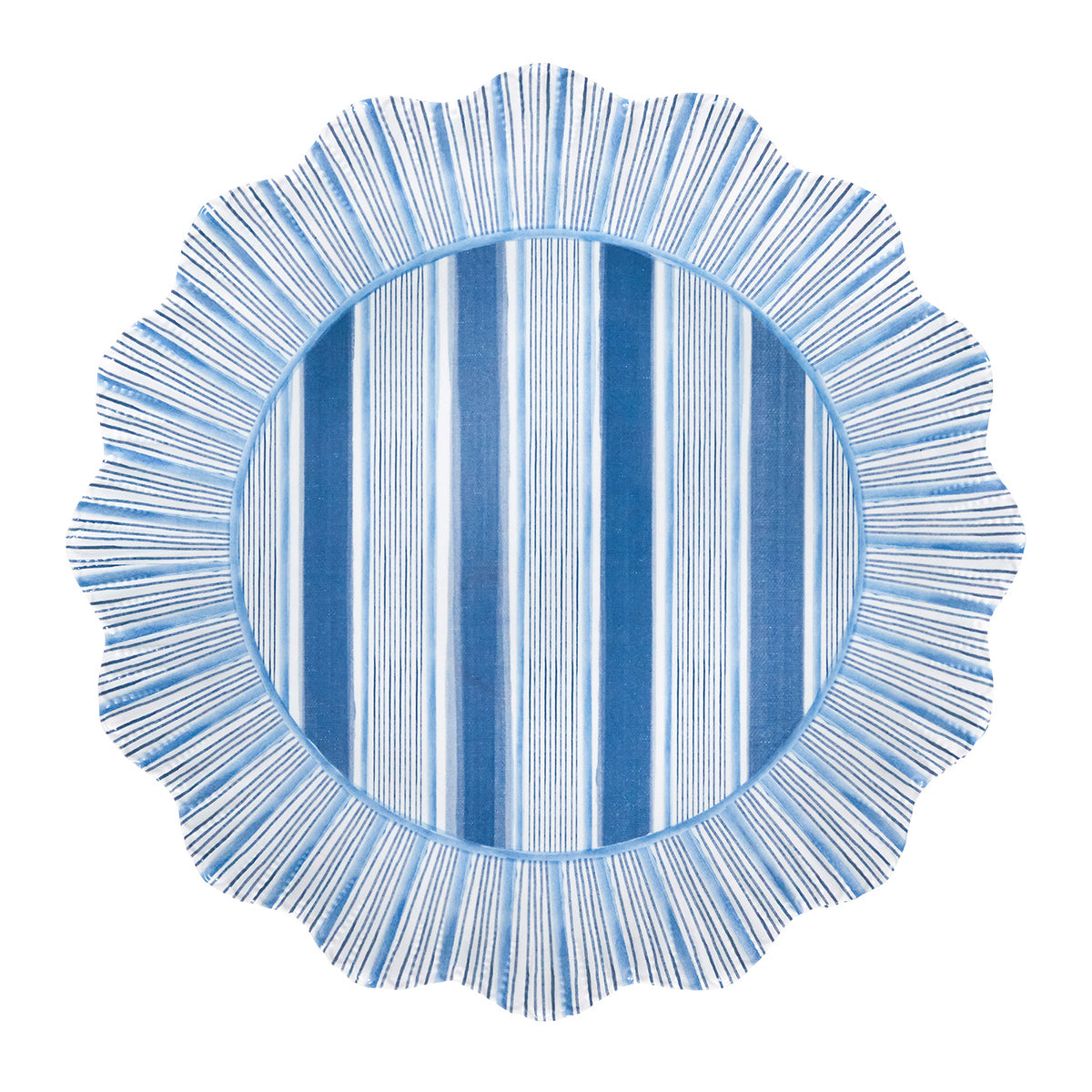 An image of Juliska Cabana Stripe Melamine Dinner Plate Set of 4