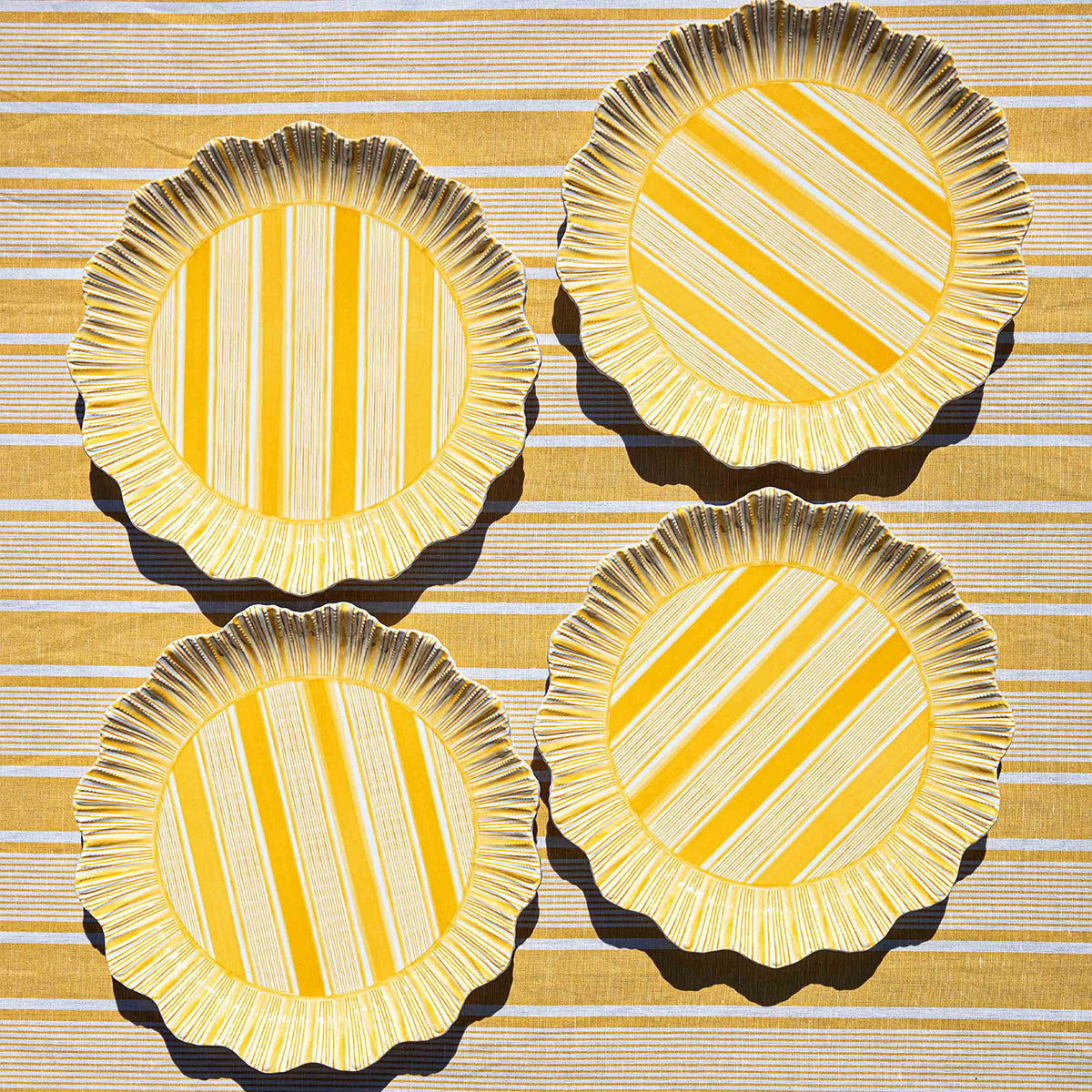 An image of Juliska Cabana Stripe Melamine Dinner Plate Set of 4