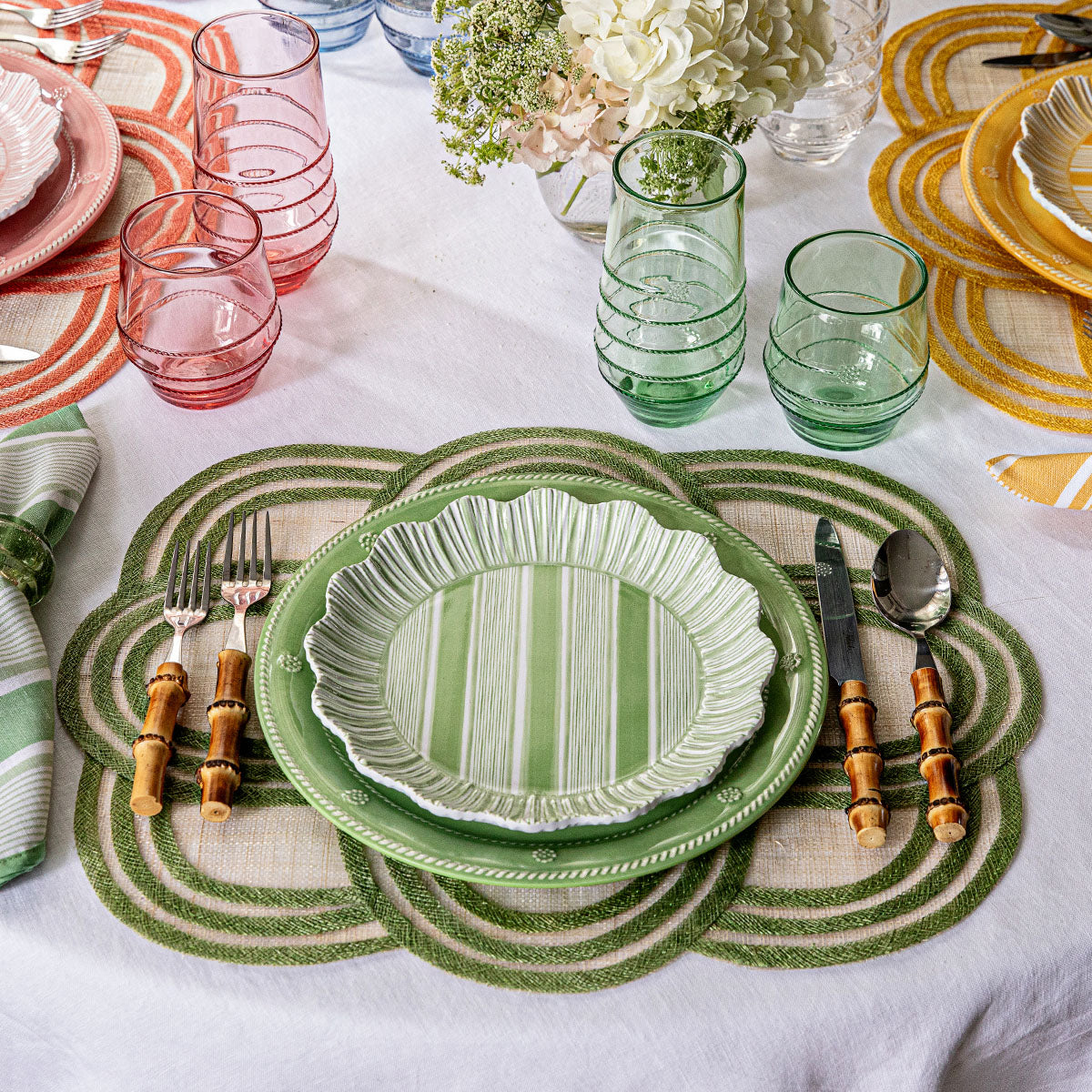 An image of Juliska Cabana Stripe Melamine Dessert / Salad Plate Set of 4