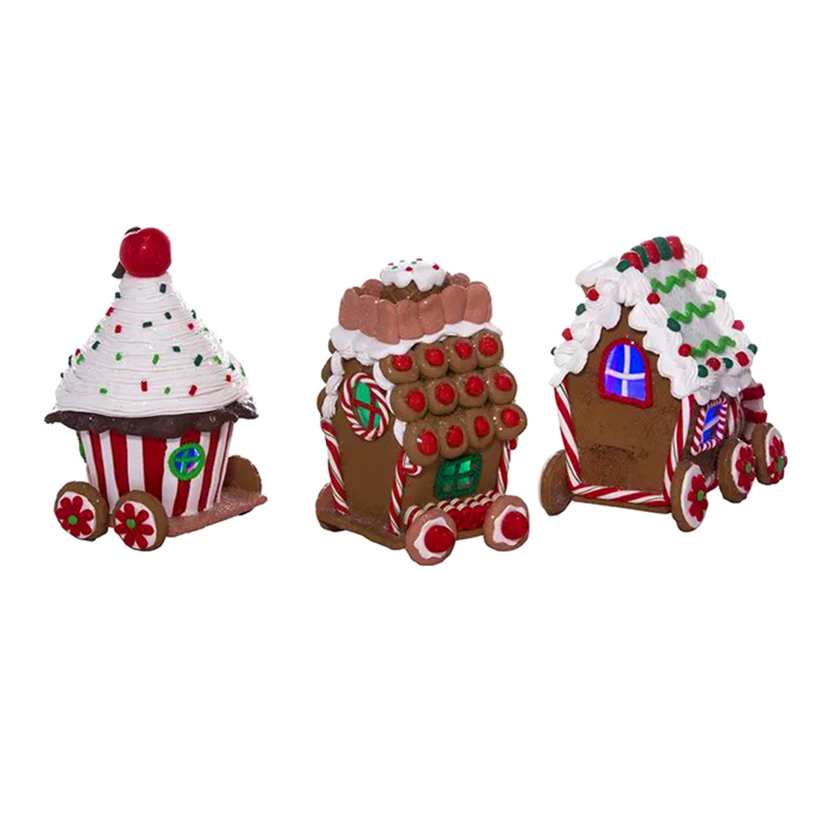 An image of Kurt Adler Battery-Operated LED Claydough Gingerbread Train Set