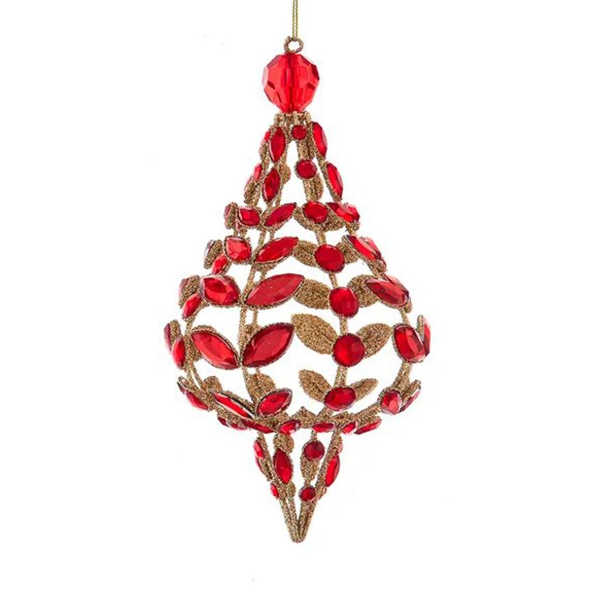 An image of Kurt Adler Wired Red Jewel Acrylic Teardrop Ornament