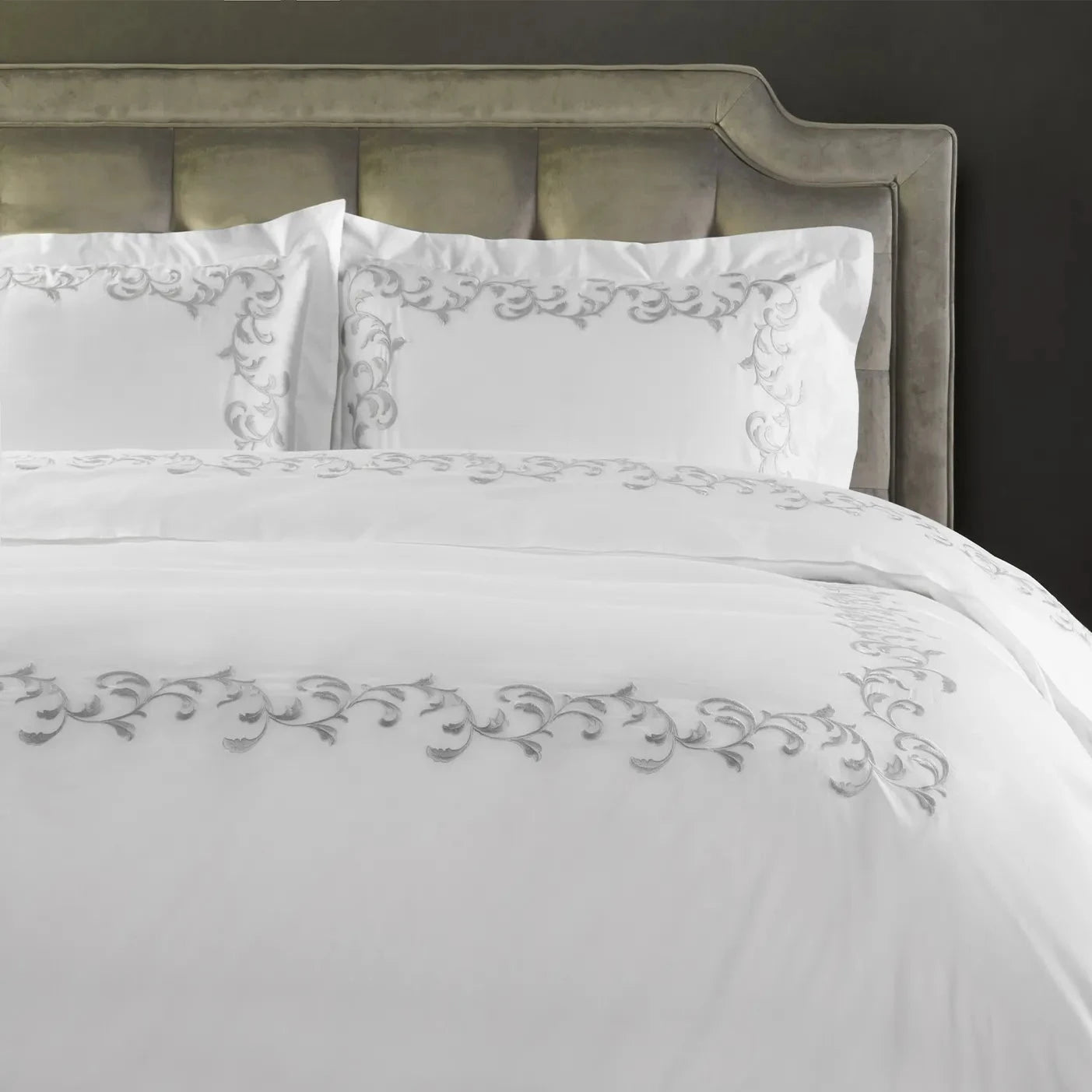 An image of Scandia Home San Remo Embroidered Percale Duvet Cover