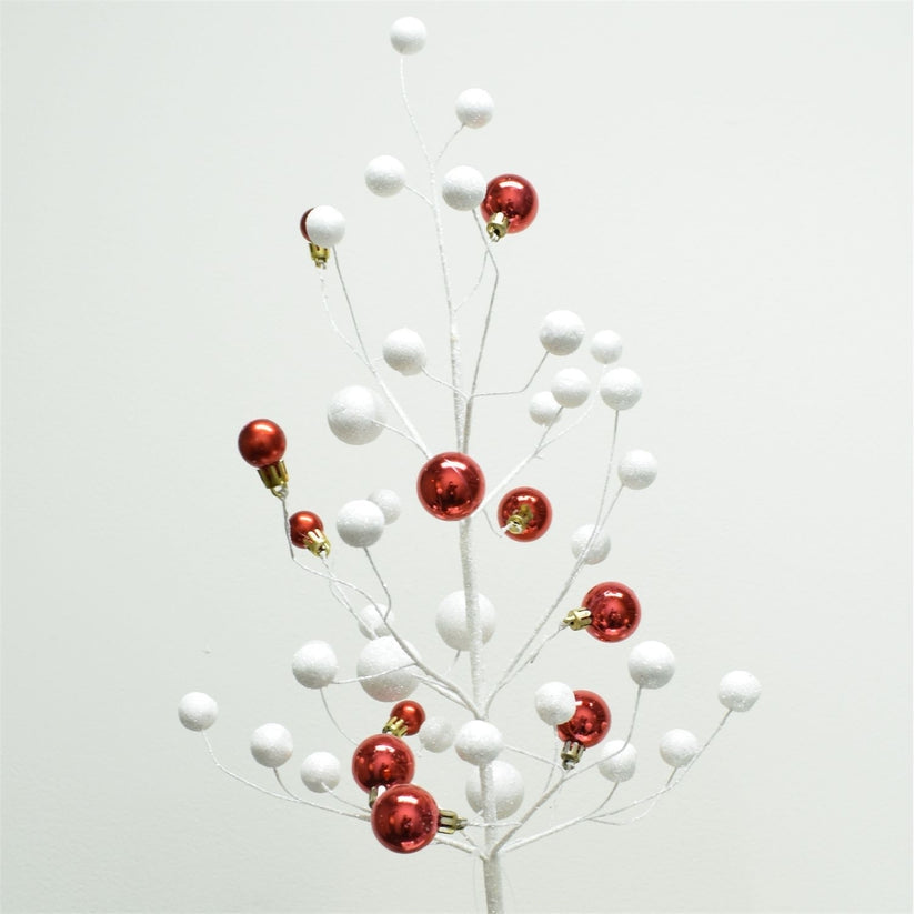An image of David Christopher Ornament Ball White-Red Spray
