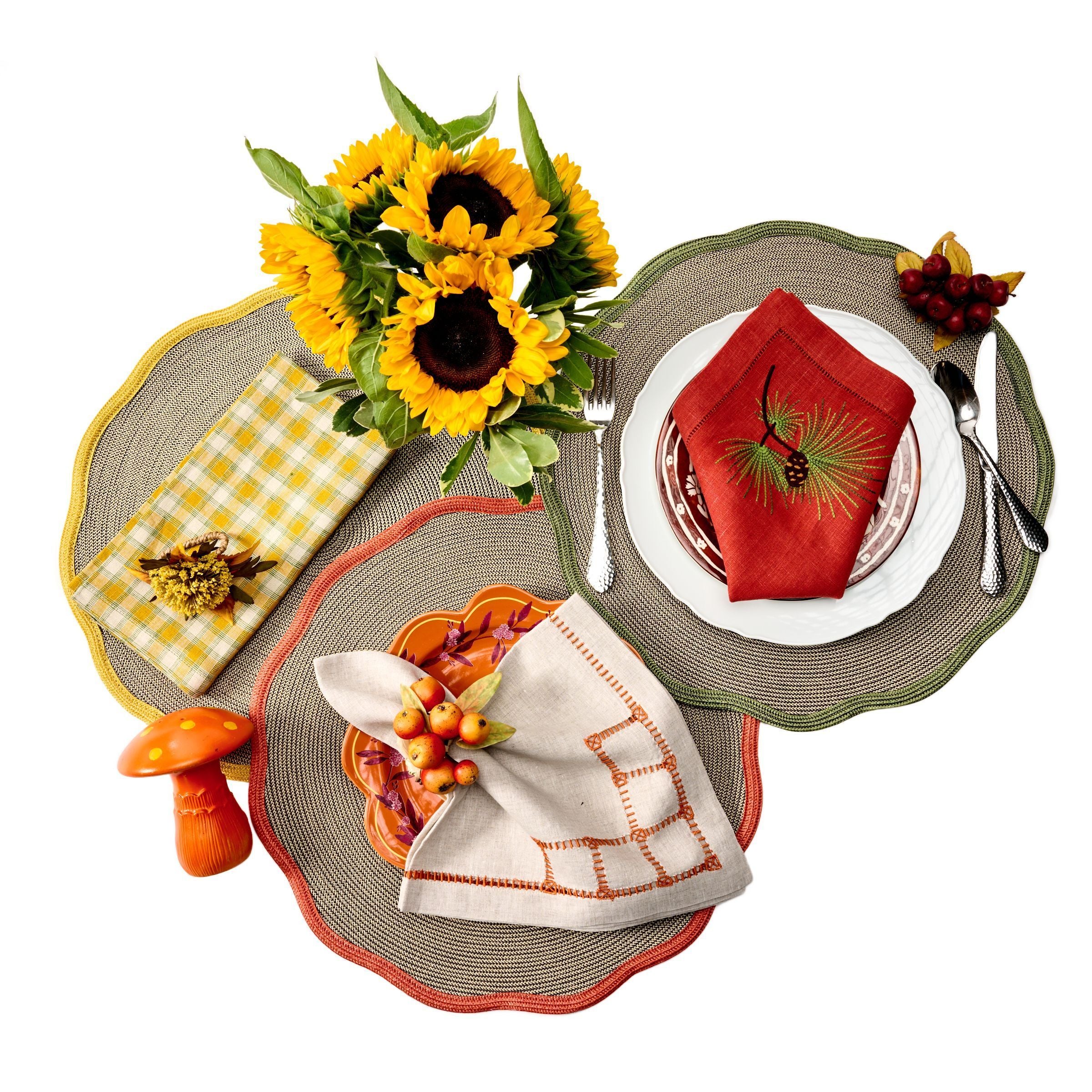 Deborah Rhodes Autumn Border Scallop Placemat - Set of 4