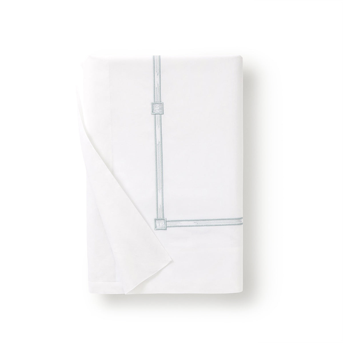 An image of Scandia Home Lisetta Embroidered Percale Flat Sheet