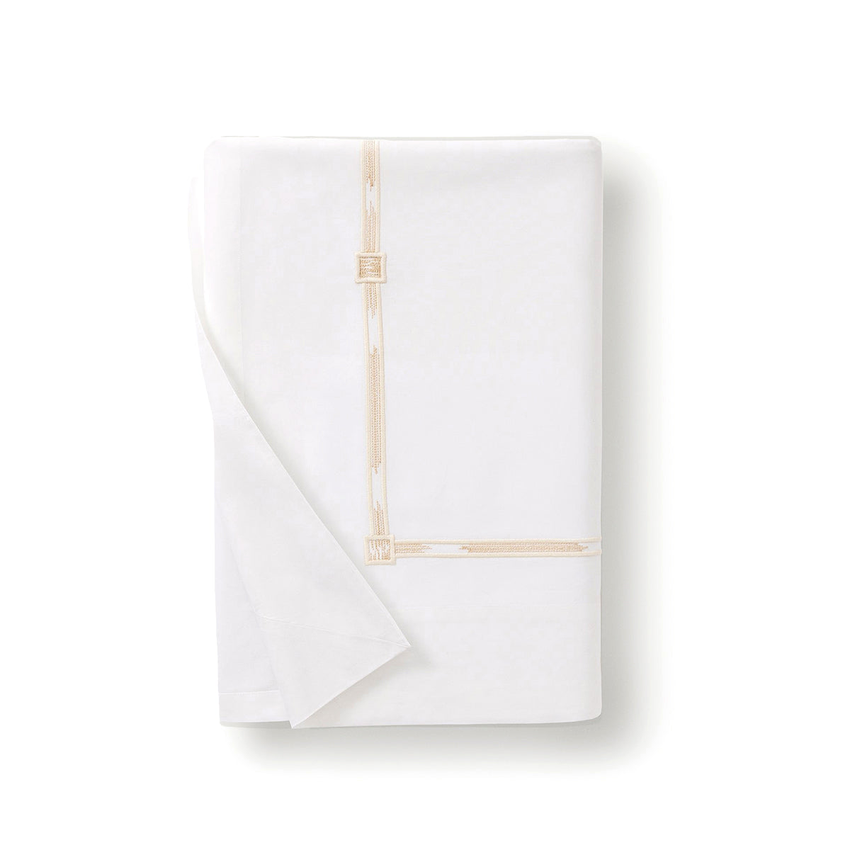 An image of Scandia Home Lisetta Embroidered Percale Flat Sheet