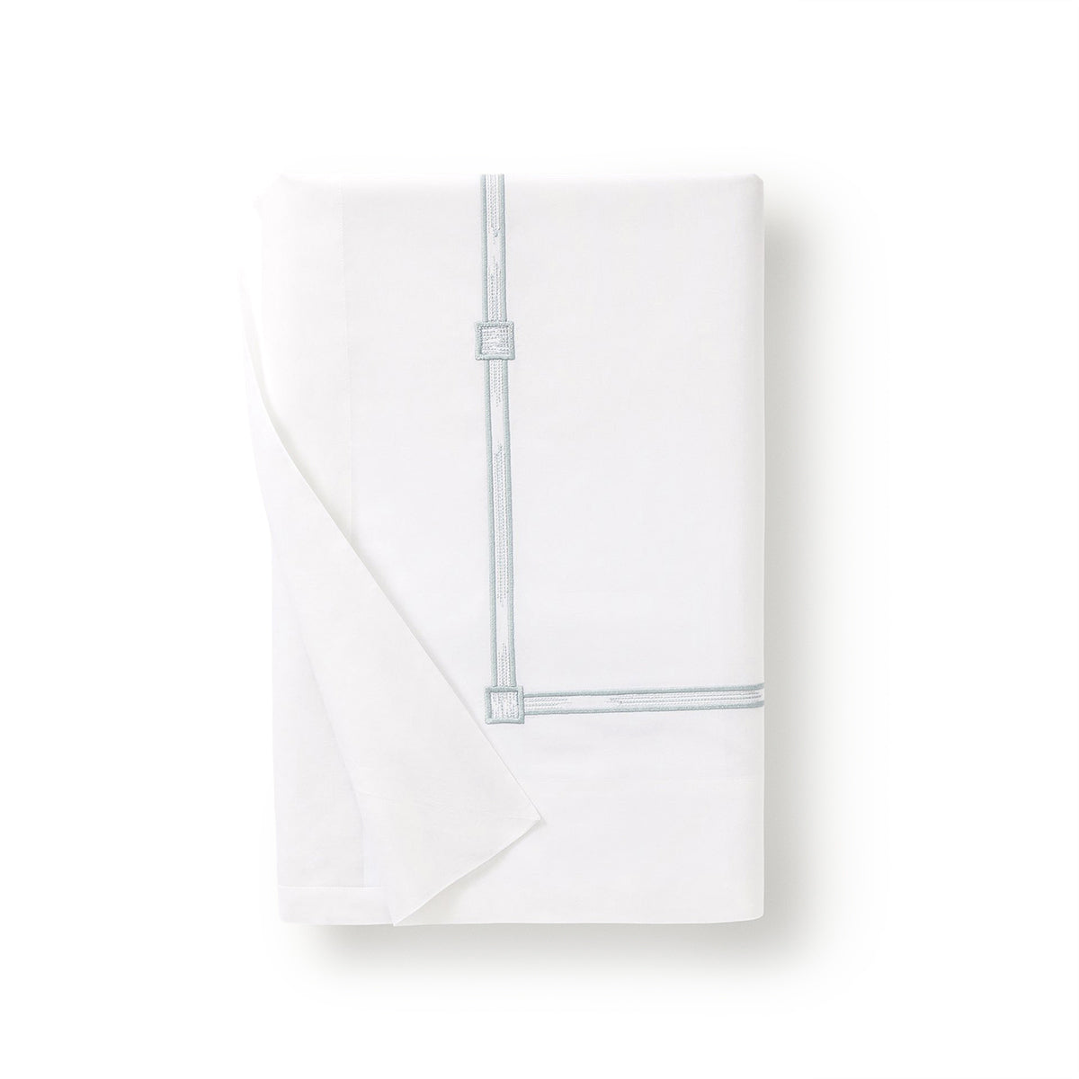 An image of Scandia Home Lisetta Embroidered Percale Flat Sheet