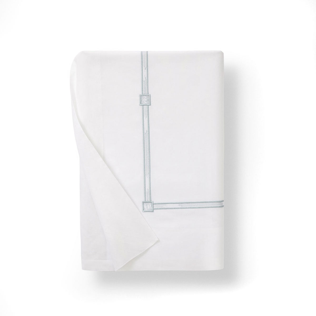 An image of Scandia Home Lisetta Embroidered Percale Flat Sheet