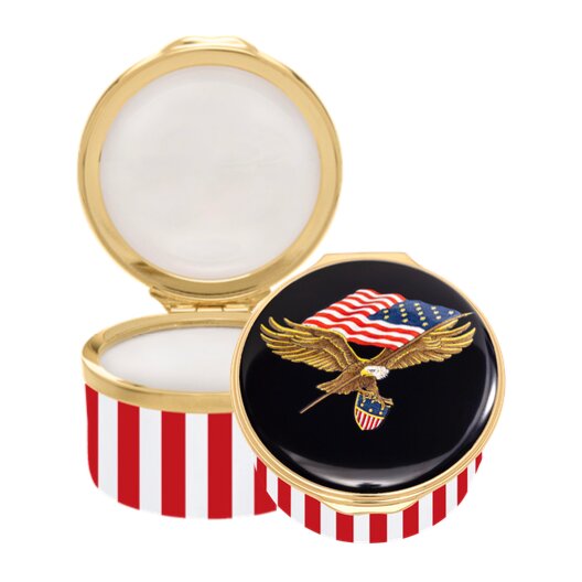 An image of Halcyon Days Star Spangled Banner Enamel Box with Striped base