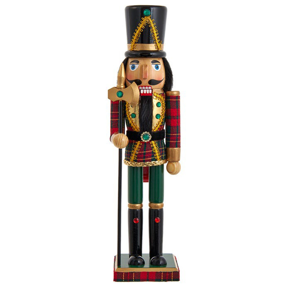 An image of Kurt Adler Green & Red Plaid Soldier Nutcracker