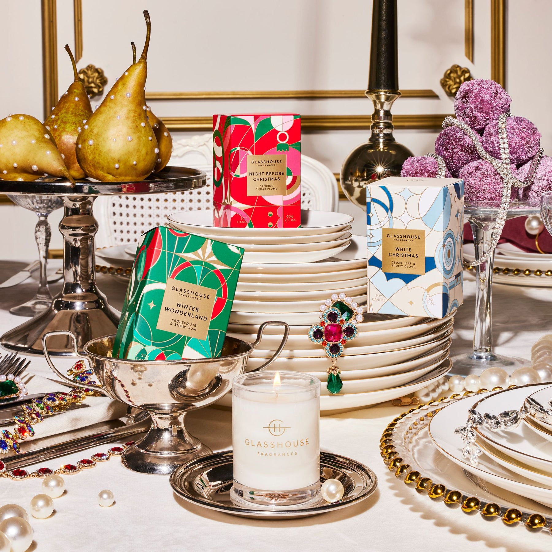 An image of Glasshouse Christmas Trio Candle Set