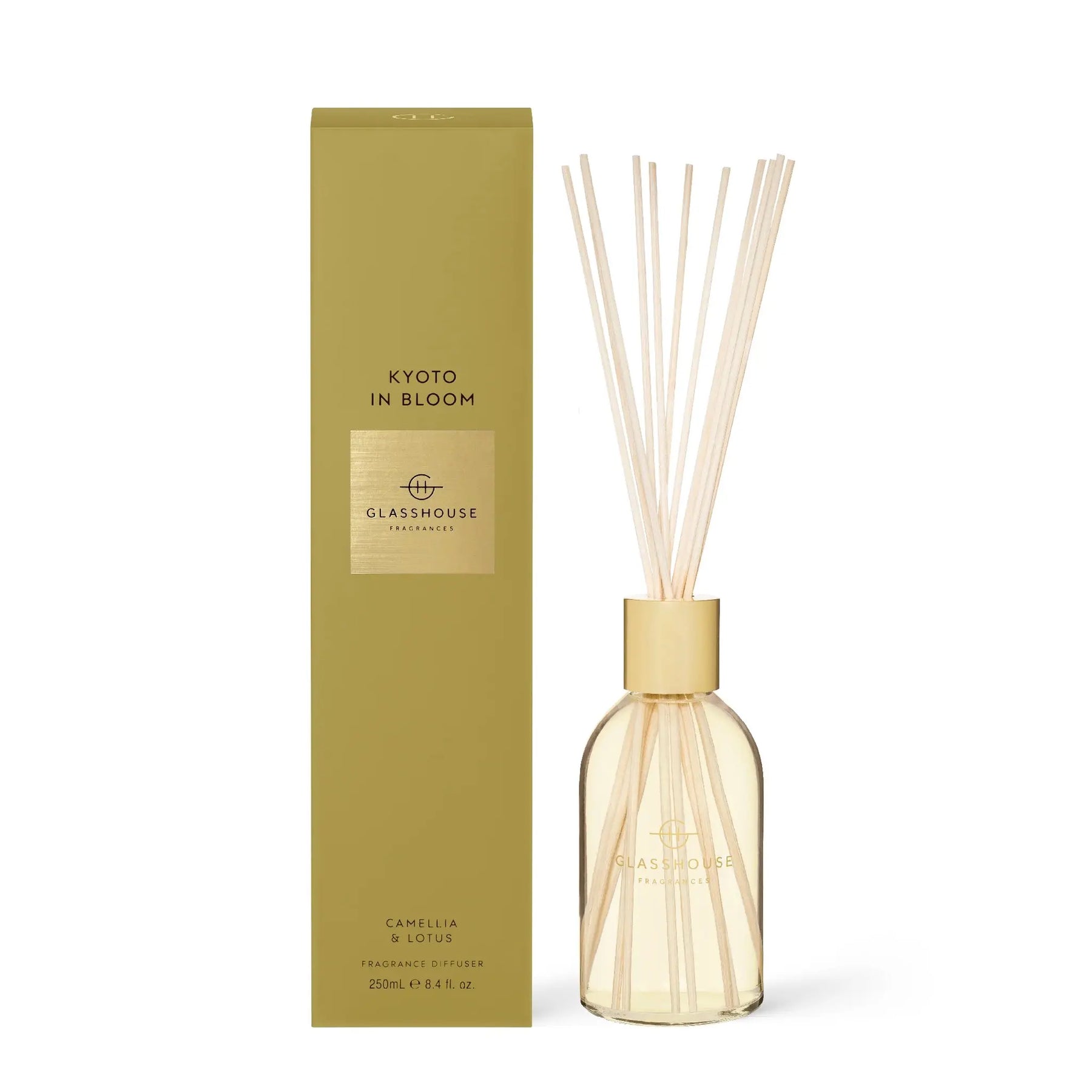 Glasshouse Fragrance Diffuser Kyoto in Bloom Camellia and Lotus 250 mL 8.4 fluid ounce