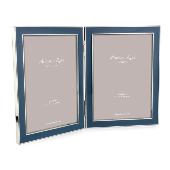 An image of Addison Ross Double Enamel with Silver Frame - Denim - 5 x 7