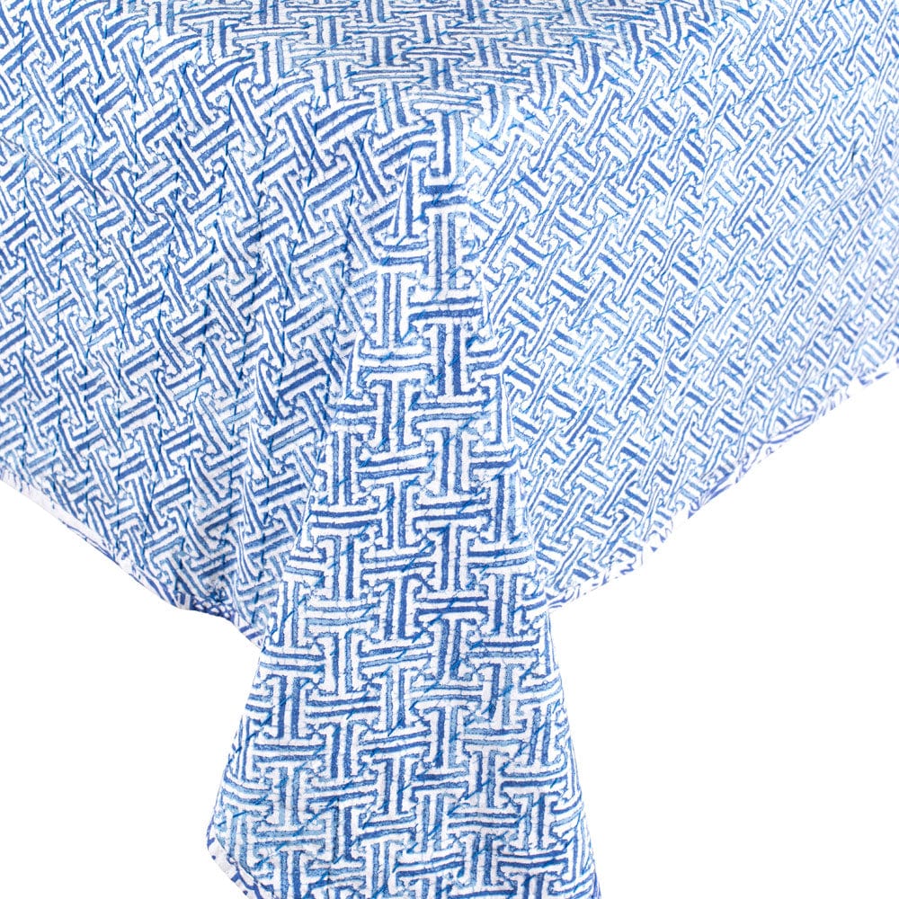 An image of Caspari Pagoda Toile Reversible Kantha Table Cover