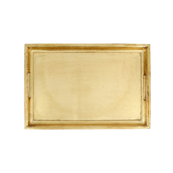 An image of Vietri Florentine Wooden Accessories Gold Medium Rectangular Tray