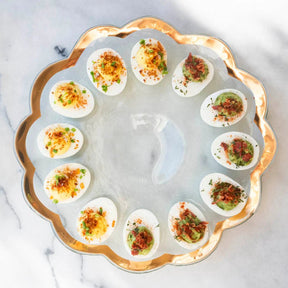 Annieglass 11.5" Deviled Egg Platter 24k gold