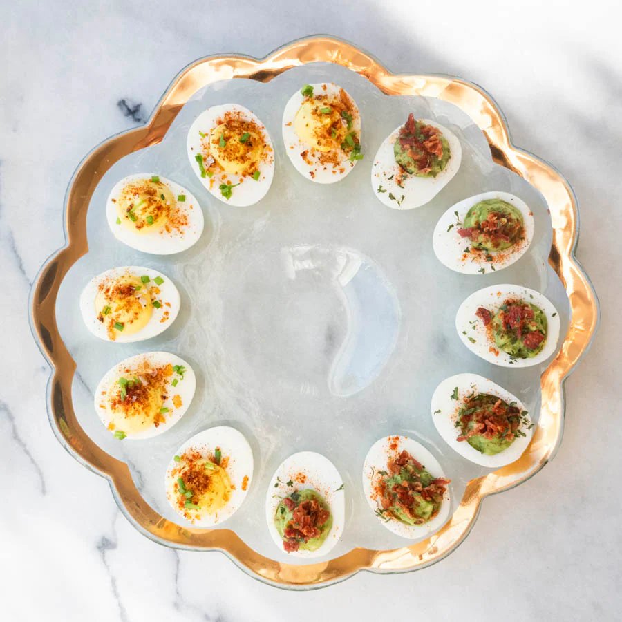 Annieglass 11.5" Deviled Egg Platter 24k gold