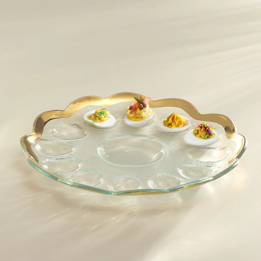Annieglass 11.5" Deviled Egg Platter 24k gold