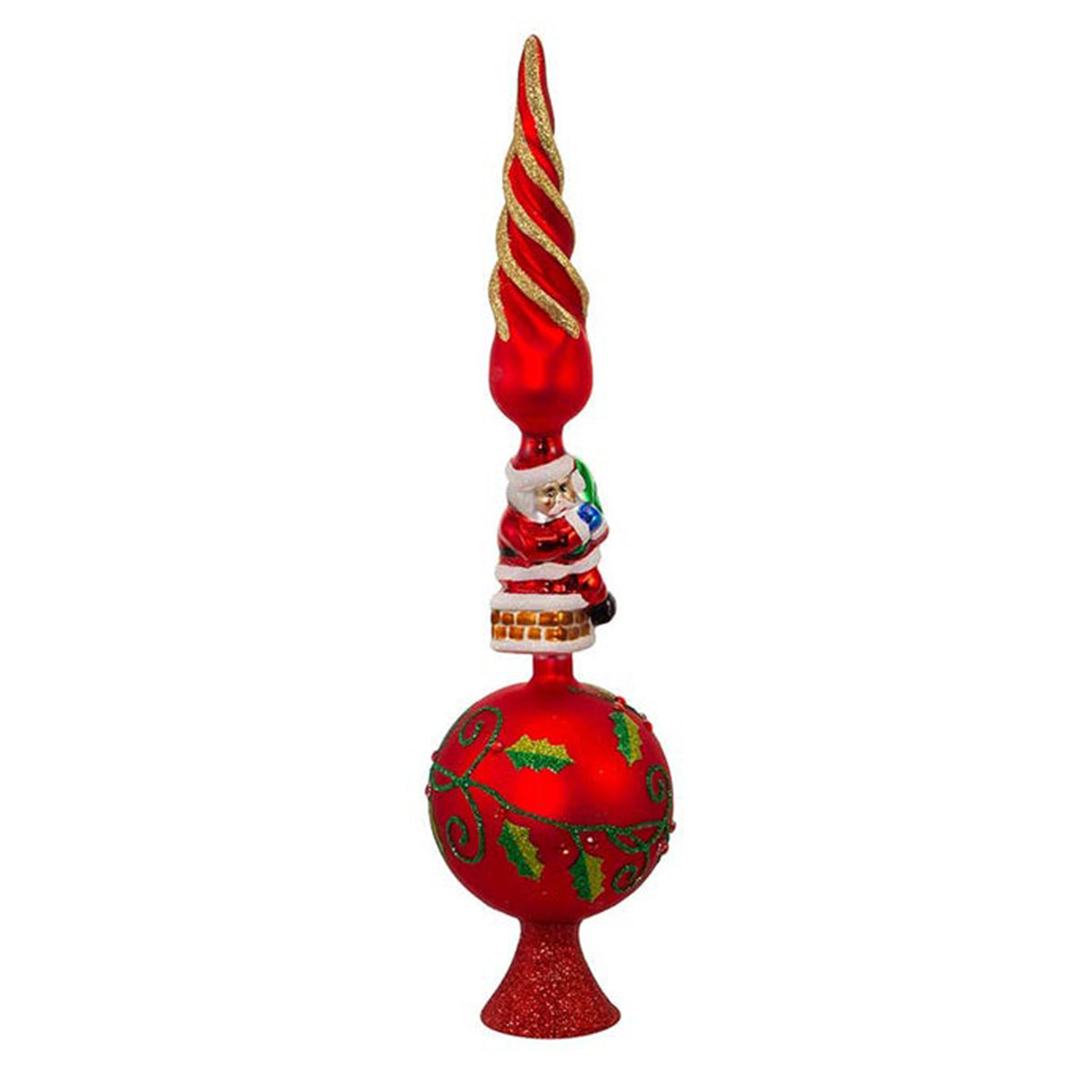 Kurt Adler Glass Treetop with Santa