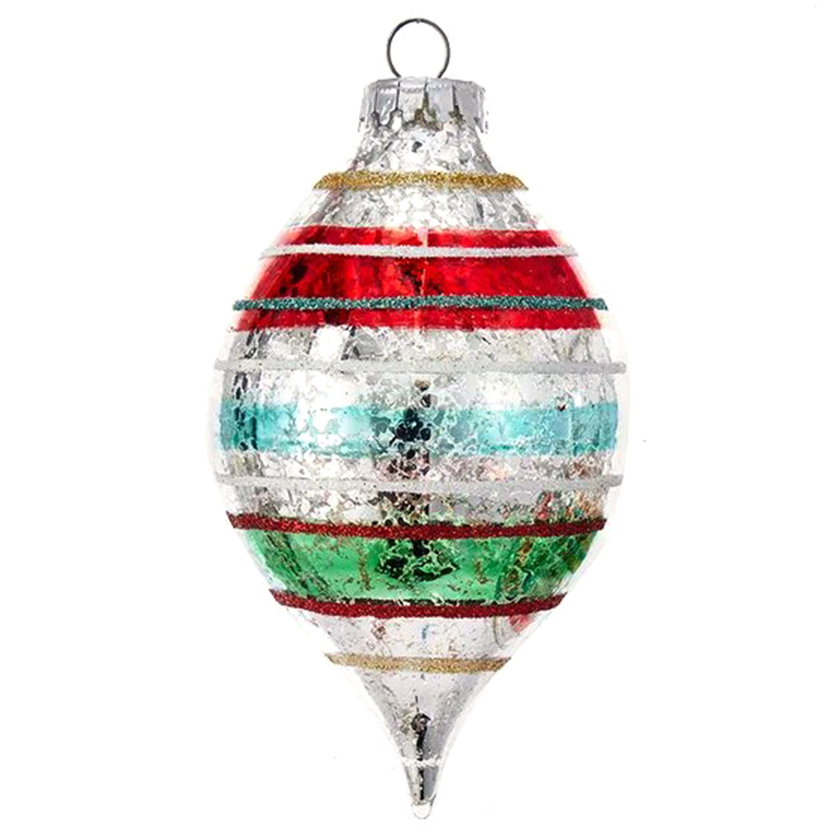 An image of Kurt Adler Early Years Glass Reflector Teardrop Ornaments - Box of 4