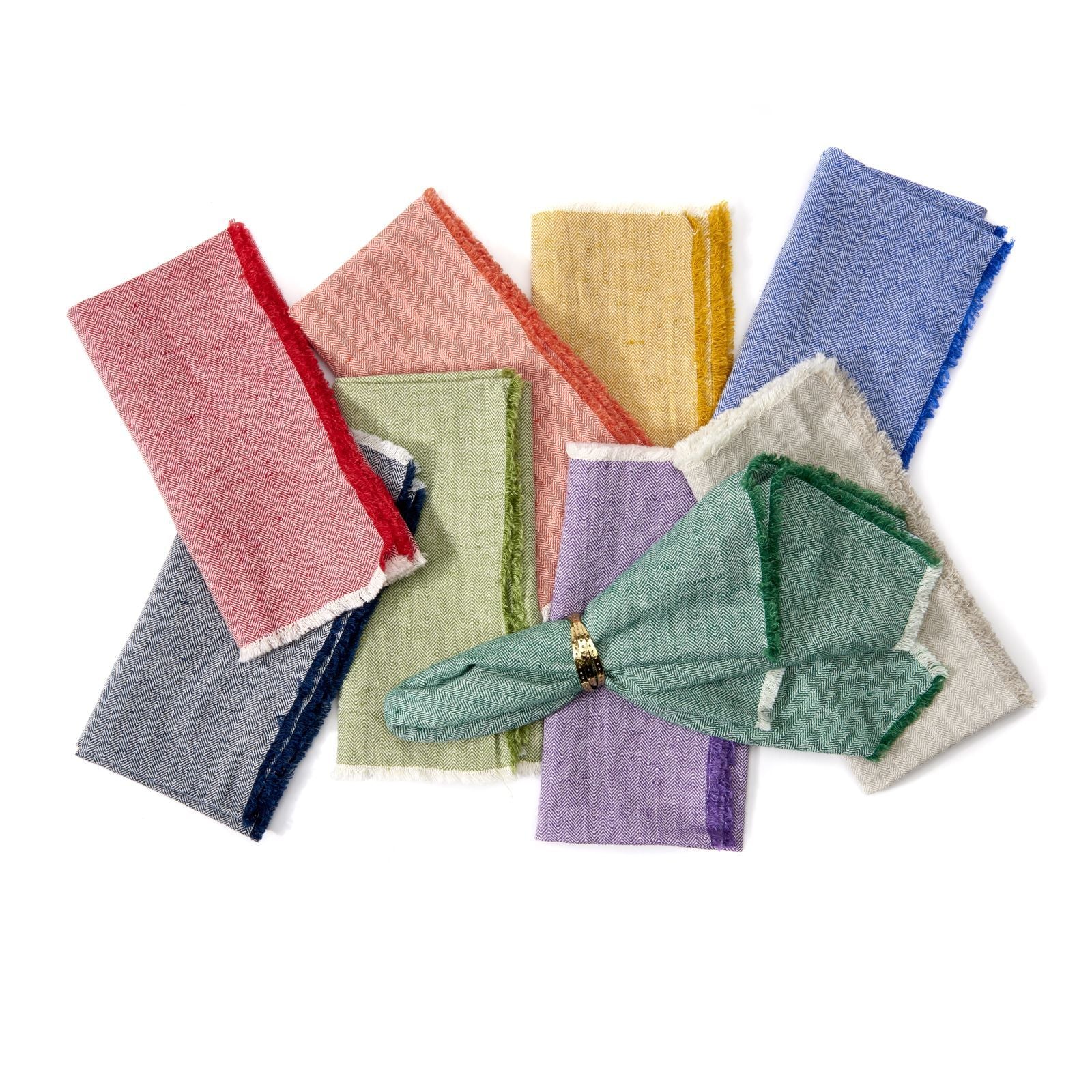 An image of Deborah Rhodes Herringbone Fringe Napkin - Set of 4