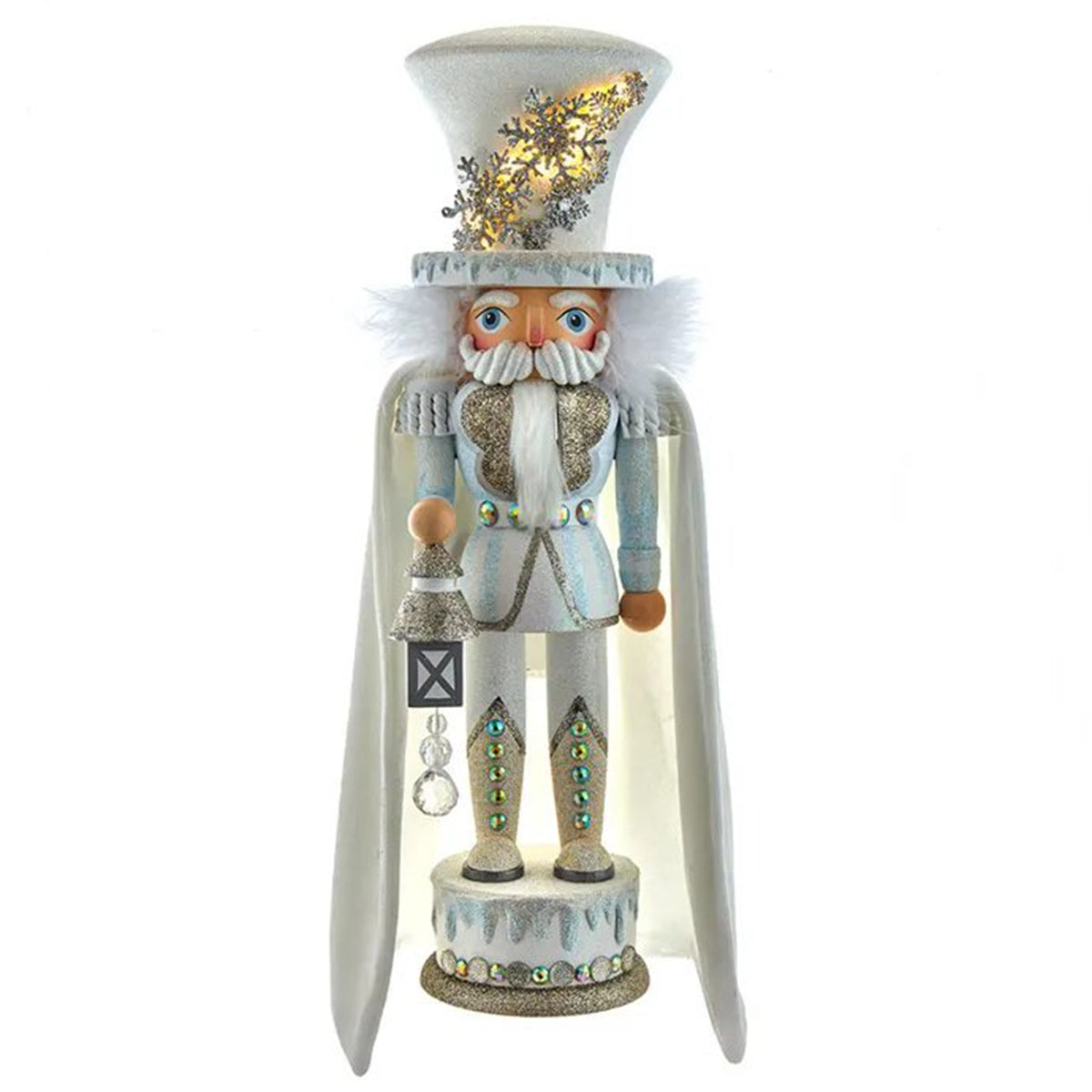 An image of Kurt Adler 18" White Snowflake Soldier LED Nutcracker