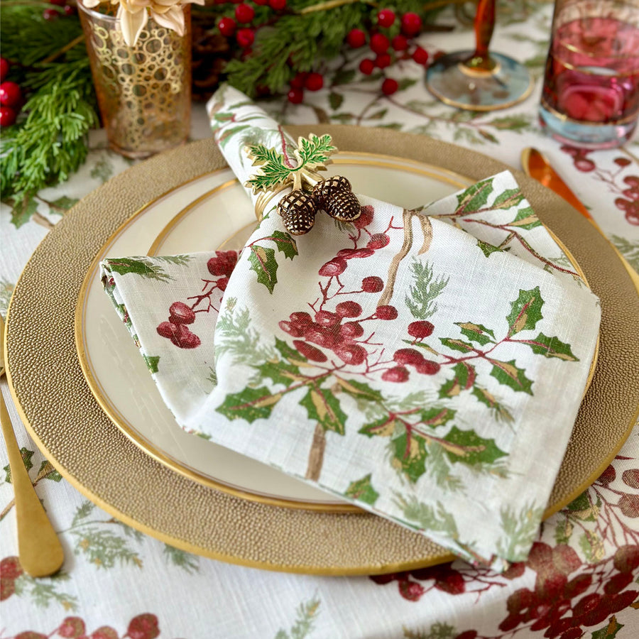An image of Bodrum Holly Berry Dinner Set of 4 Napkin