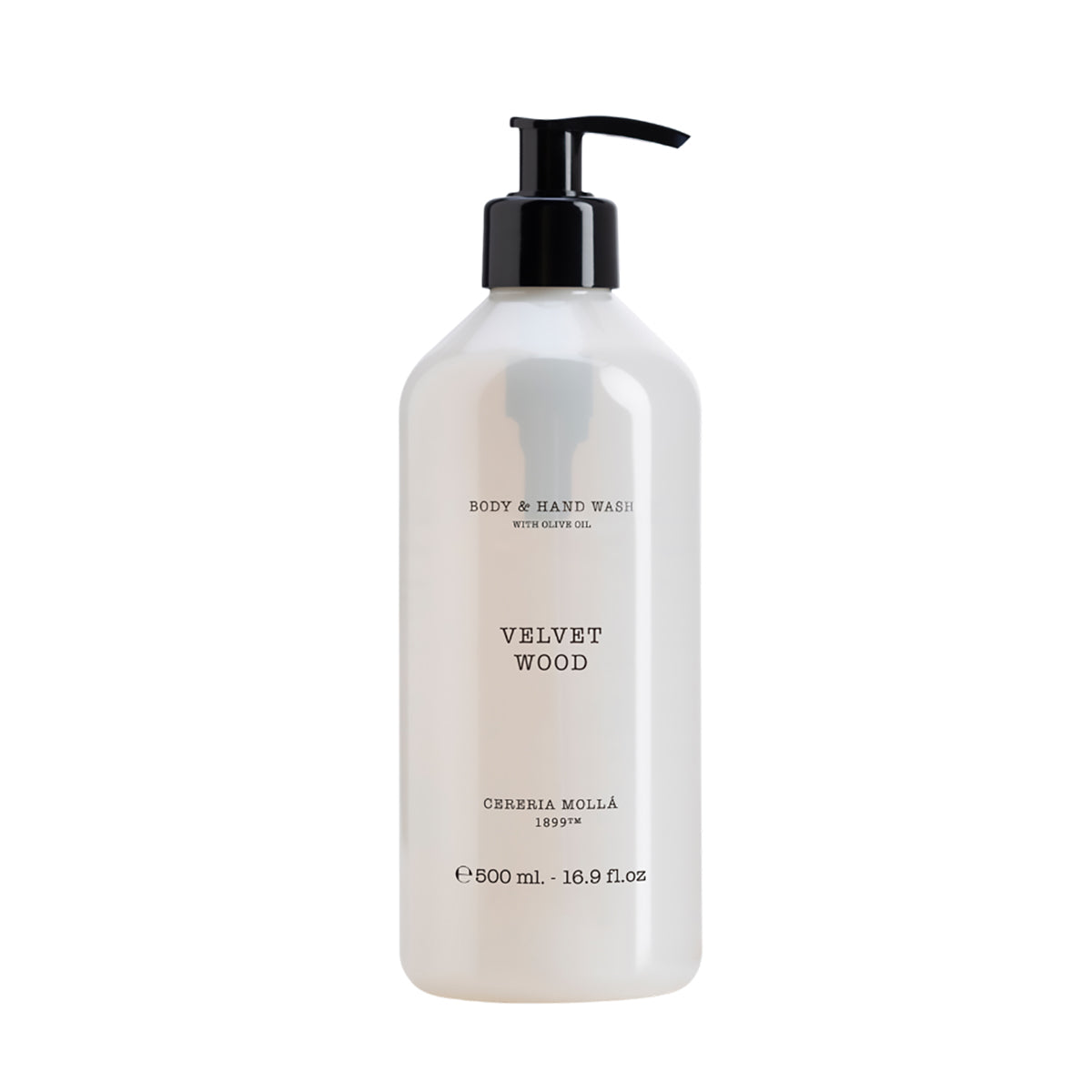 An image of Cereria Molla Velvet Wood Hand & Body Wash 16.9 fl oz / 500ml