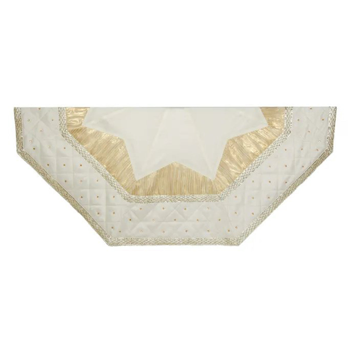 An image of Kurt Adler Ivory with Quilted Border Tree Skirt