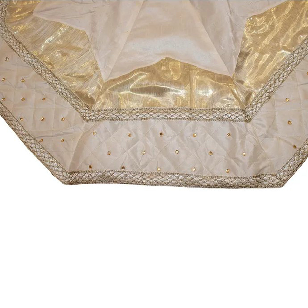 An image of Kurt Adler Ivory with Quilted Border Tree Skirt
