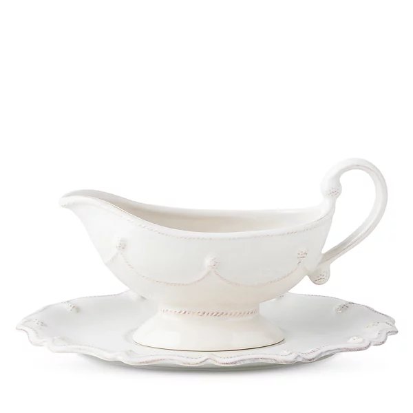 Juliska Berry & Thread Whitewash Sauce Boat & Stand Set
