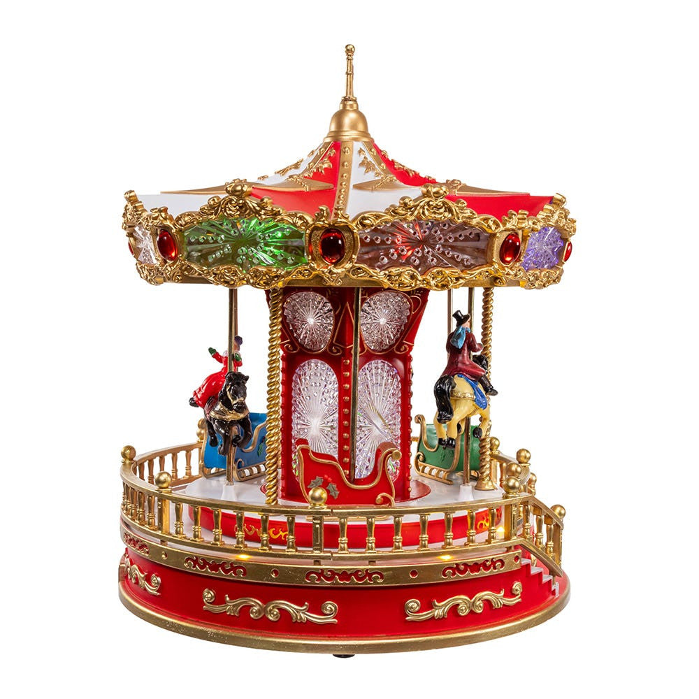An image of Kurt Adler 11" Lighted Musical Santa Carousel