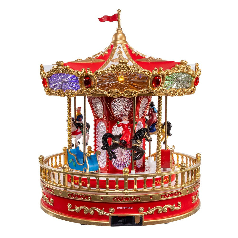 An image of Kurt Adler 11" Lighted Musical Santa Carousel