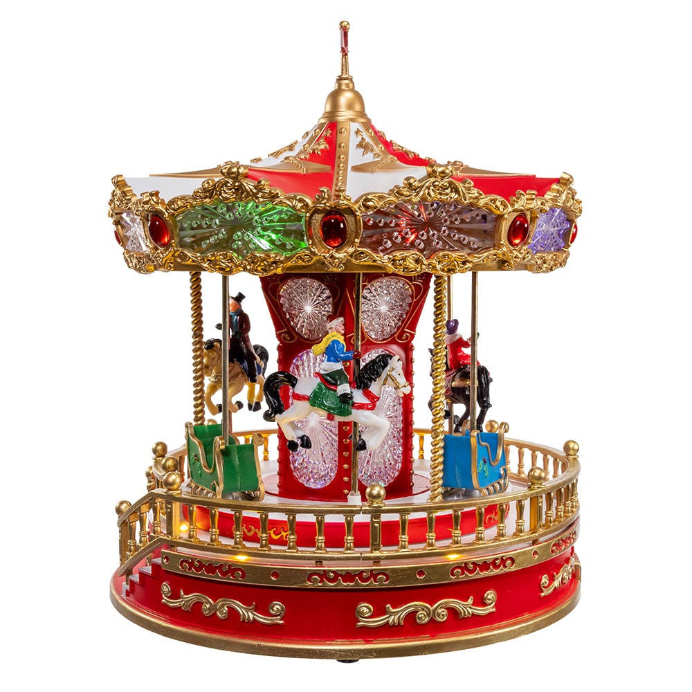 An image of Kurt Adler 11" Lighted Musical Santa Carousel
