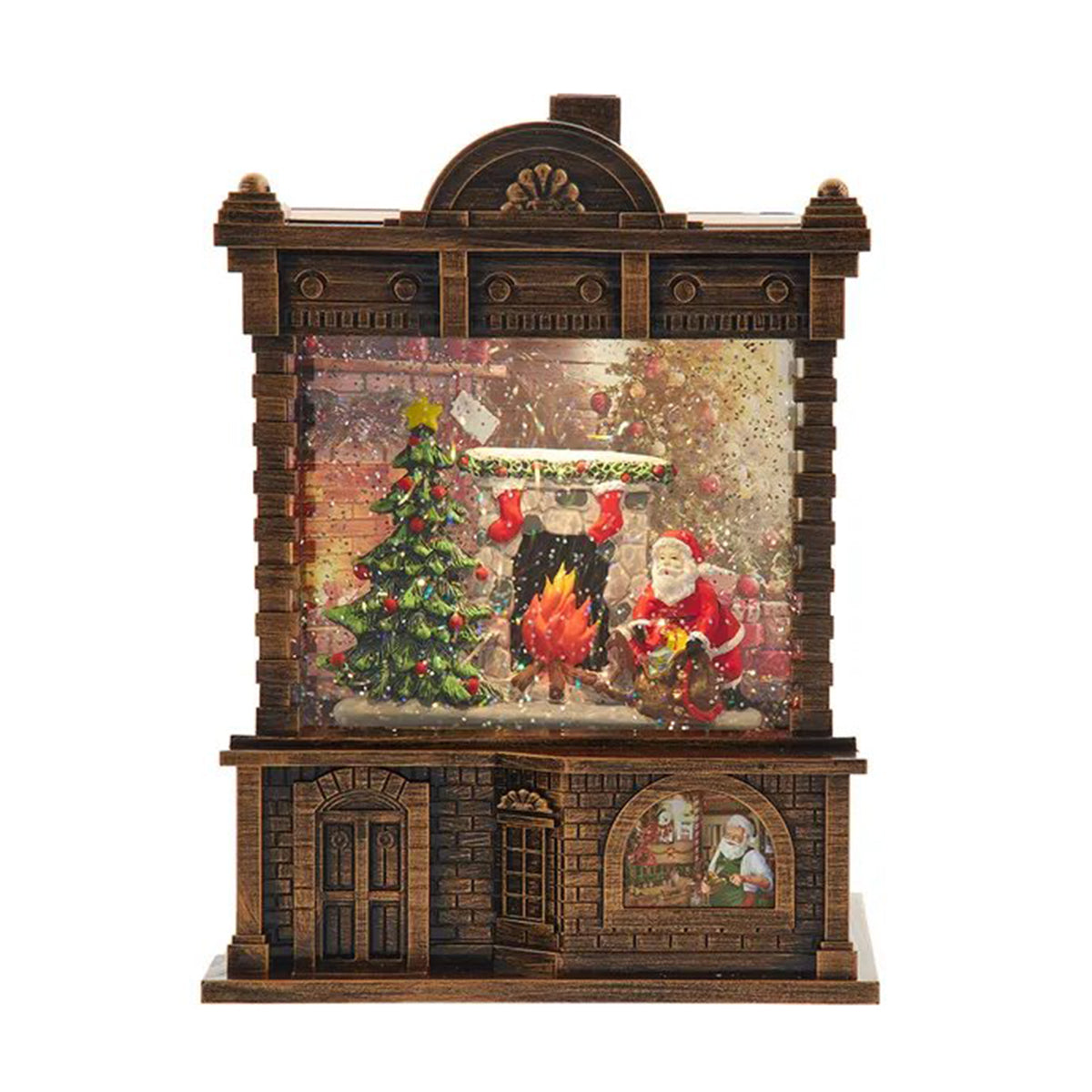 An image of Kurt Adler Battery-Operated Led Santa Fireplace Lantern