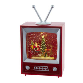 Kurt Adler 8.5"Musical Water TV with Santa & Sleigh