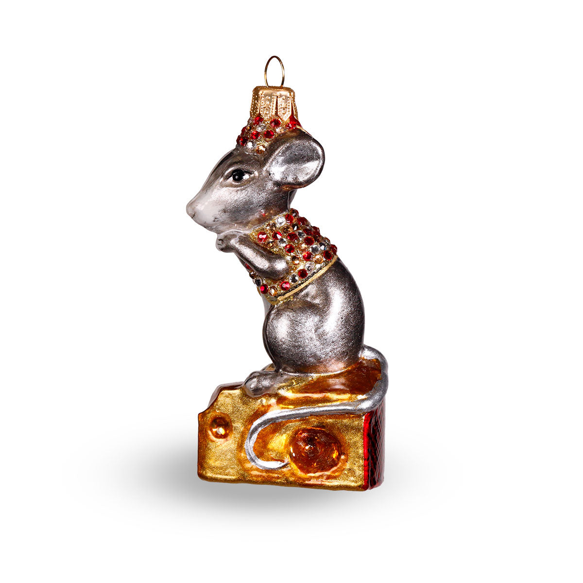 Winter Street Mouse on Cheese Ornament