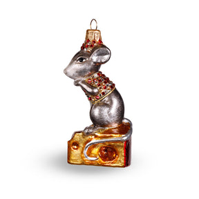 Winter Street Mouse on Cheese Ornament