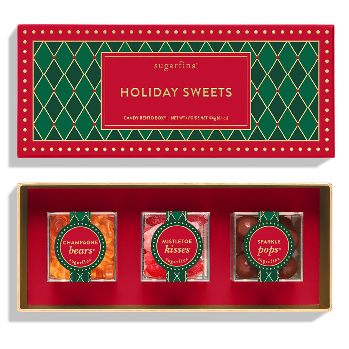 An image of Sugarfina Holiday Sweets Candy Bento Box®  3-Piece