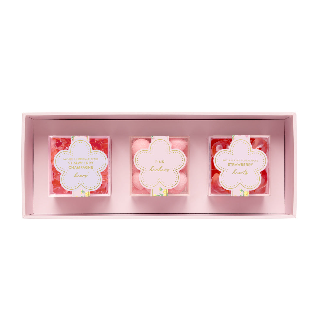 An image of Sugarfina La vie en rose 3-Piece Candy Bento Box