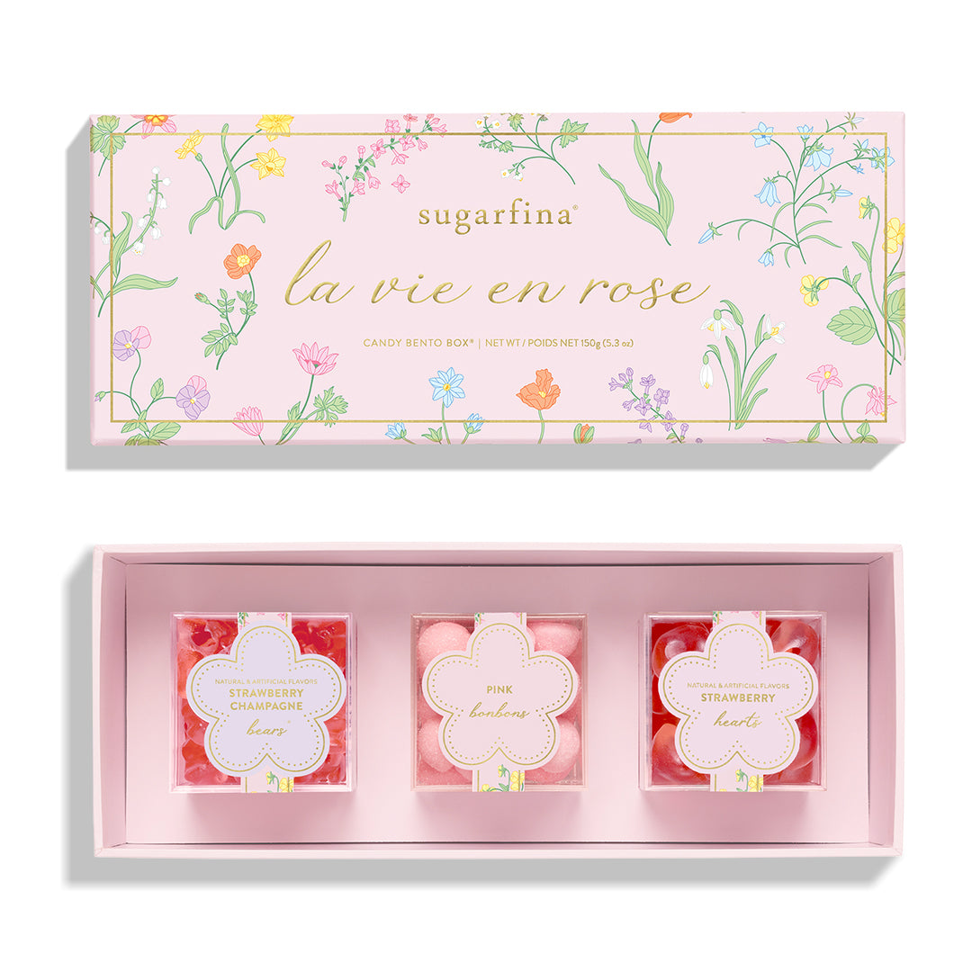 An image of Sugarfina La vie en rose 3-Piece Candy Bento Box